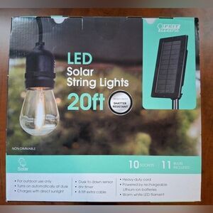Feit Solar String Lights Set LED White 20ft 11 Lights SL20/10/SOL/V1